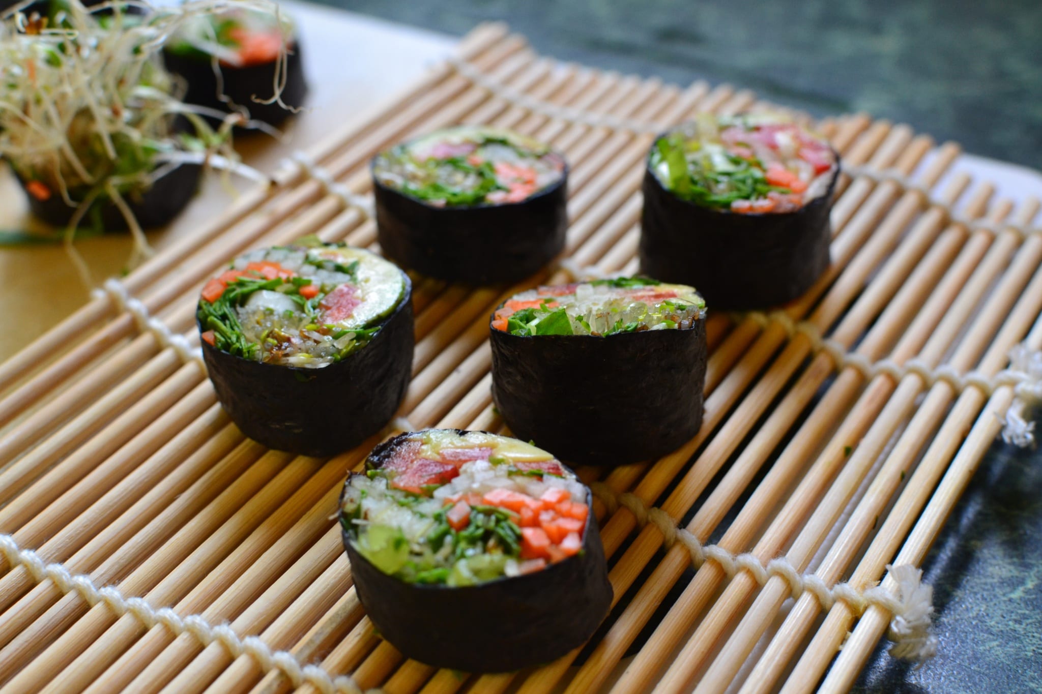 Vegan Sushi Rolls with Spicy Sweet & Sour Sauce – Raw Chef Colleen Wilson