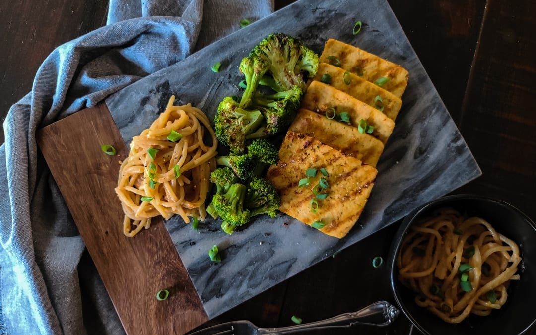 Grilled Peanut Tofu and Broccoli